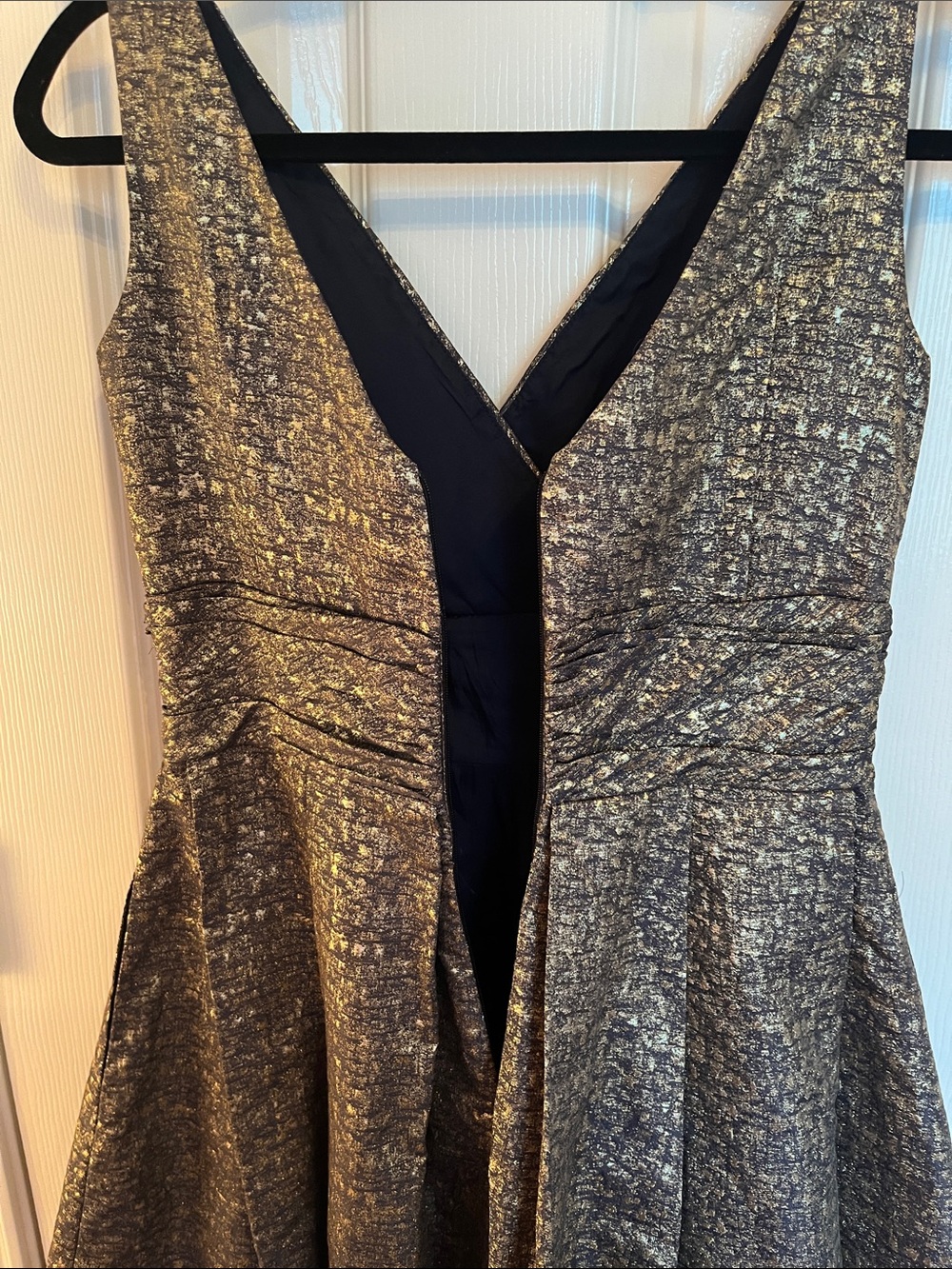 Theia Gold Foil Fit & Flair Dress - Picture 7 of 12